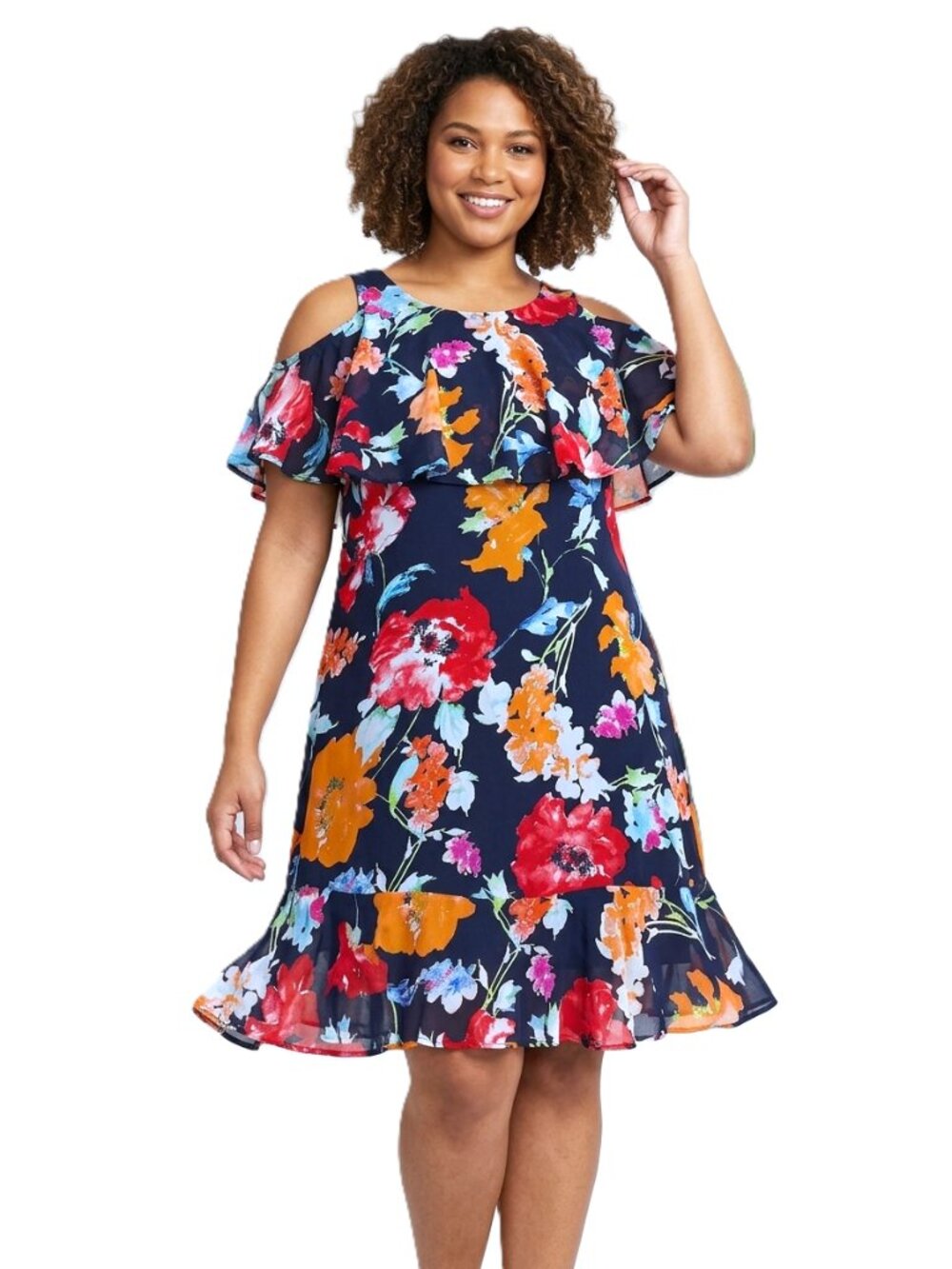SIGNATURE COLLECTION Cut-Away Shoulder Dress. Plus Size 1X (18/20W)